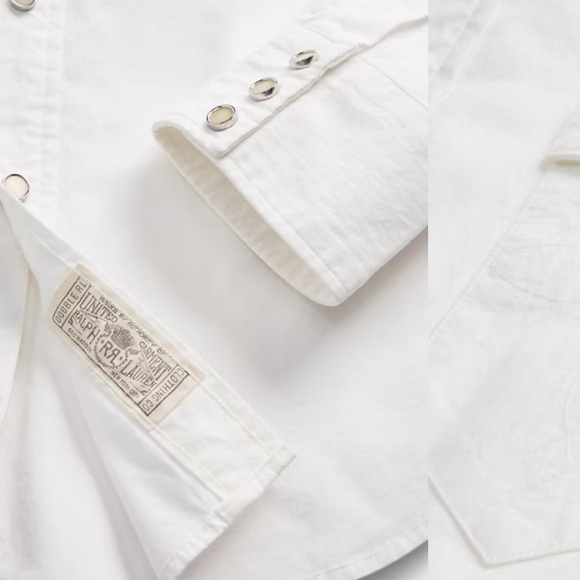 NEW Ralph Lauren RRL Men’s White Slim Fit Poplin Western Shirt - Picture 3 of 5